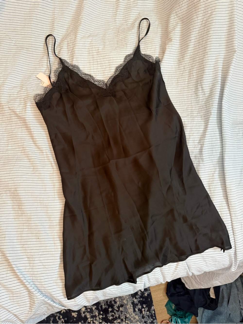 Victoria's Secret Black Lace-Trim Slip Dress